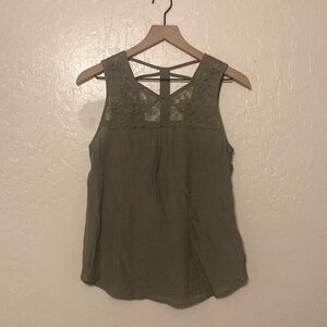 Beautiful Olive Green Lace Tank Top in very good condition